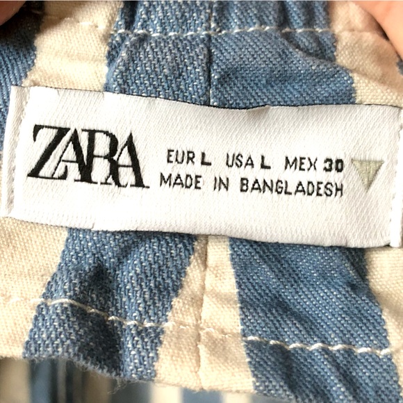 Zara Striped Cotton Overall Romper | L - Picture 8 of 8